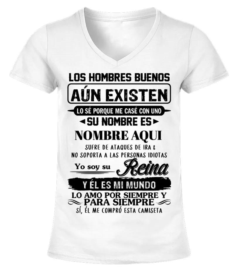 ES - LOS HOMBRES BUENOS NOMBRE AQUÍ Camiseta cuello pico Mujer